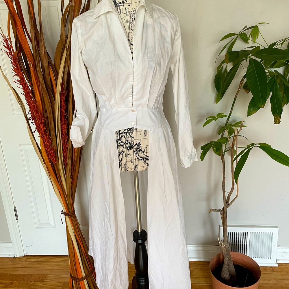 Thre4d Story High Low Victorian Steampunk Roll Shirt Eyelet Asymmetric Fit Flare